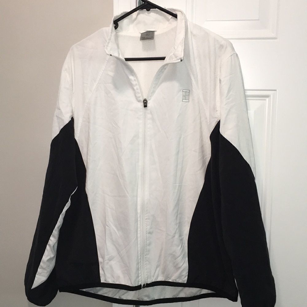 Nike Court Womens Black/White tennis pickleball team full zipper warmup jacket L